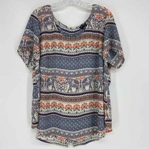 Plus Size 3X Torrid Elephant Print Boho Harper Georgette Blouse top shirt womens - Picture 2 of 5